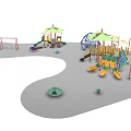 Colorful Outdoor Playground Equipment with Slides Climbing Frames Swings and Canopies