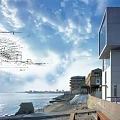 Modern Beachfront Single Family Villa with Ocean View and Contemporary Architecture