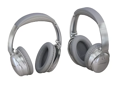 Silver Over Ear Headphones Featuring Comfortable Earpads And Modern Sleek Design 3d model