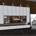 Modern Gray TV Cabinet With Storage And Beige Sofa In Living Room