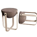 Modern Sofa Stool with Gray Padded Seat and Light Metal Frame Design 3d model