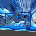 Oceania Themed Commercial Exhibition Booth With Blue Marine Elements And White Display Counter