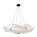 Modern Elegant Chandelier With White Fabric Shade And Suspended Thin Wires