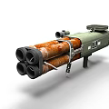 Portable Green Military Rocket Launcher With Multiple Tubes And Labeled Components