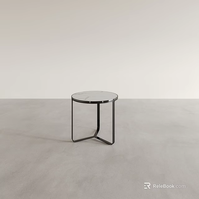 Modern Round Side Table Design With Glass Top And Black Metal Frame Structure 3d model