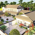 Chinese-style courtyard ancient architecture courtyard landscape 3d model