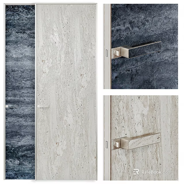 Modern Swing Door Design With White Wood Texture And Sleek Metal Handle Details 3d model 