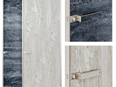 Modern Swing Door Design With White Wood Texture And Sleek Metal Handle Details 3d model