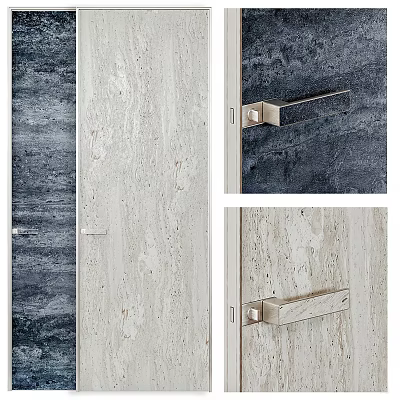 Modern Swing Door Design With White Wood Texture And Sleek Metal Handle Details 3d model