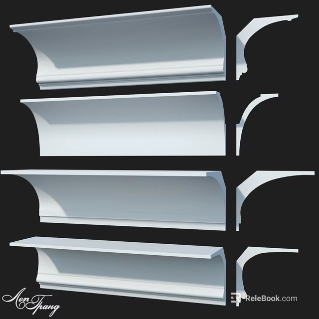 White Decorative Moldings For Interior Design With Various Styles And Shapes 3d model 