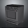Stainless Steel Kitchen Stove With Gas Cooktop Oven And Control Knobs 3d model