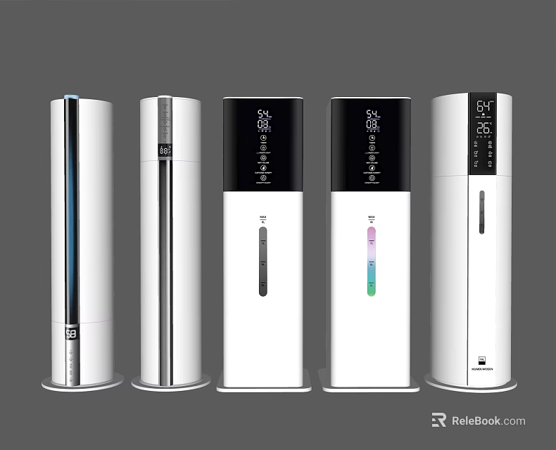 Modern Vertical Household Appliances With Digital Display Indicator Lights And PM2.5 Monitor 3d model 