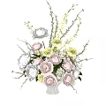 Beautiful Mixed Colored Flowers In Vase With Pink Roses White Peonies And Yellow Blooms
