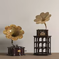 Retro Style High Quality Headphones Audio System With Gold Horn Design And Wooden Base Stand