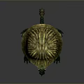 Green Turtle With Yellow And Brown Striped Shell And Scaly Textured Clawed Limbs Decorative Model