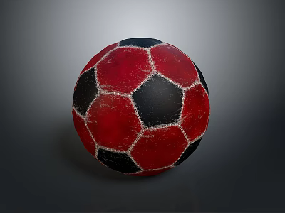 Classic Red And Black Soccer Ball With Hexagonal Textured Surface For Daily Use 3d model