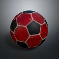 Classic Red And Black Soccer Ball With Hexagonal Textured Surface For Daily Use