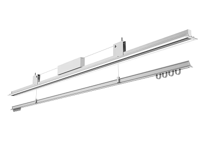 Silver Metal Track System With Hanging Rails And Mounting Brackets Design 3d model
