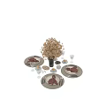 Elegant Tableware Set With Red Napkins Glass Cups And Dried Flowers