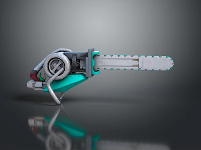 Modern Electric Chainsaw Power Tool With Green Design Sharp Chain And Motor 3d model