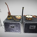 Musical Instrument Collection with Electric Guitars Drum Amplifier Music Stand and Cases