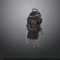 Vintage Copper Metal Weapon With Rustic Texture Round Openings Grilled Square Panel And White Base
