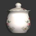 White Ceramic Lidded Cup With Colorful Floral Pattern And Elegant Design 3d model