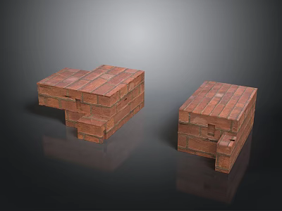Red Brick Building Structures Showcasing Modern Modular Stacked Design 3d model