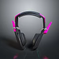 Gaming Headphones With Black Body Pink Accents Modern Design Reflective Finish Dark Background