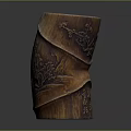 Handcrafted Wooden Pen Holder With Carved Tree Landscape Design For Desk Decor