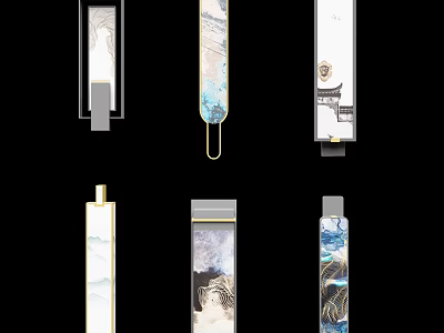 Traditional Chinese Ink Painting Wall Sconces With Artistic Pattern Designs For Home Decor 3d model