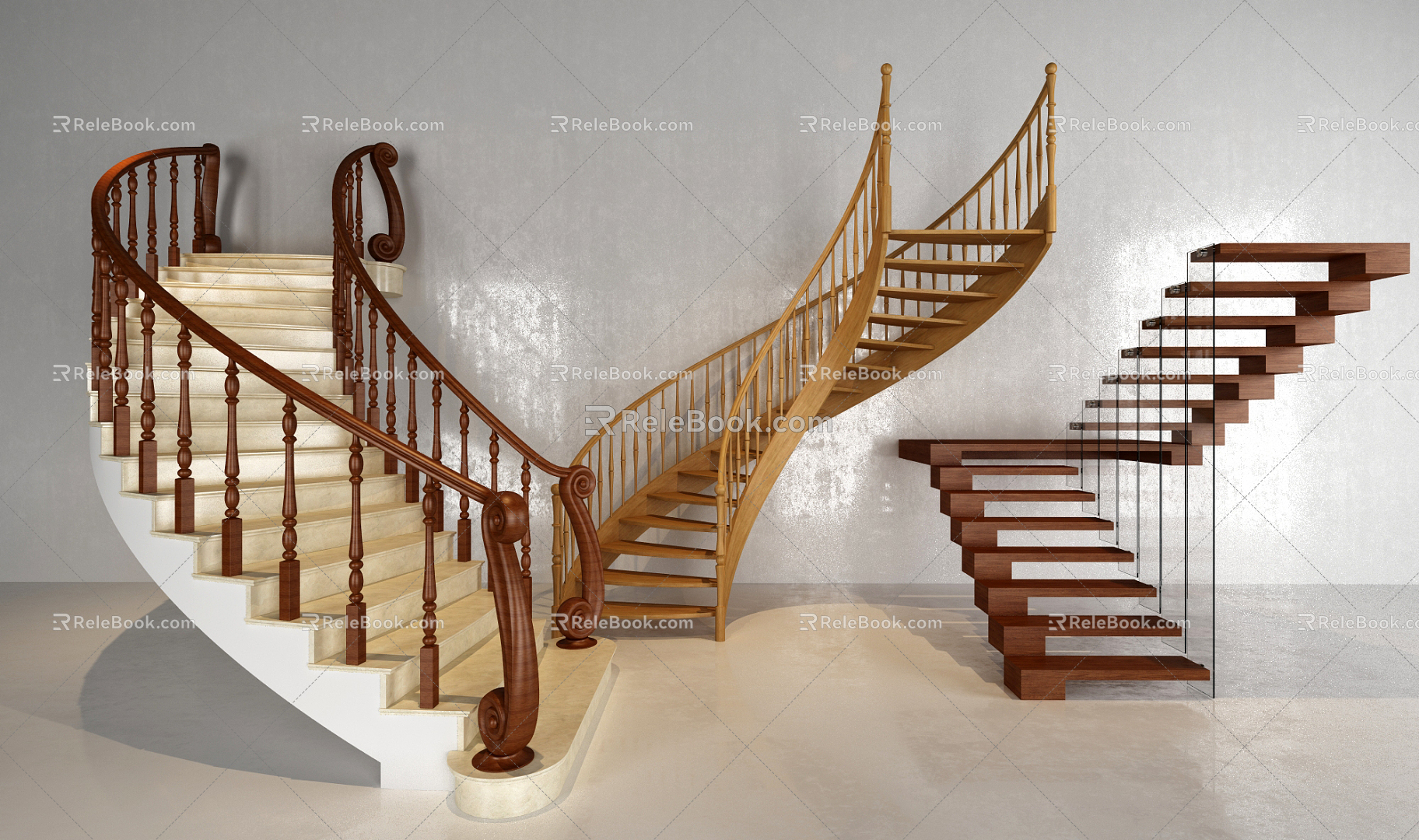 Jane Europe revolving staircase stair combination 3d model