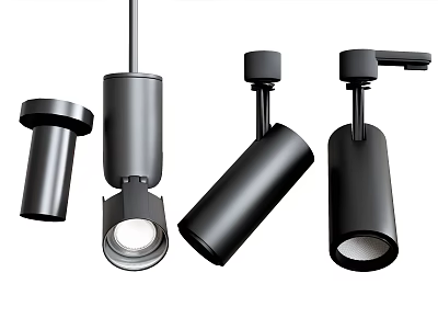 Black Downlights And Spotlights With Different Modern Designs For Interior Lighting 3d model
