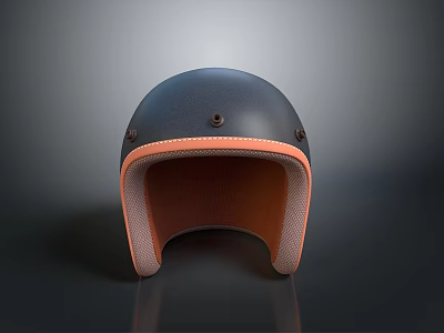 High Quality Black And Orange Tactical Weapon With Helmet Shaped Design And Leather Lining 3d model