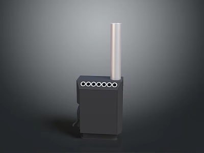 Modern Black Household Organizer With Circular Holes And White Cylindrical Top 3d model