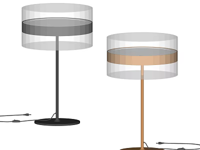 Modern Table Lamps With Transparent Shades Black And Brown Stands Round Bases 3d model
