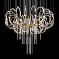 Modern Transparent Ring Chandelier With Metal Elements And Illuminated Long Tubes 3d model