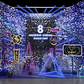 8th Anniversary Celebration Shining Night With Sparkling Decorations And Neon Lighting