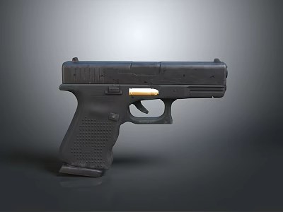 Black Tactical Handgun Featuring Textured Grip Ergonomic Handle Metallic Slide And Precision Design 3d model