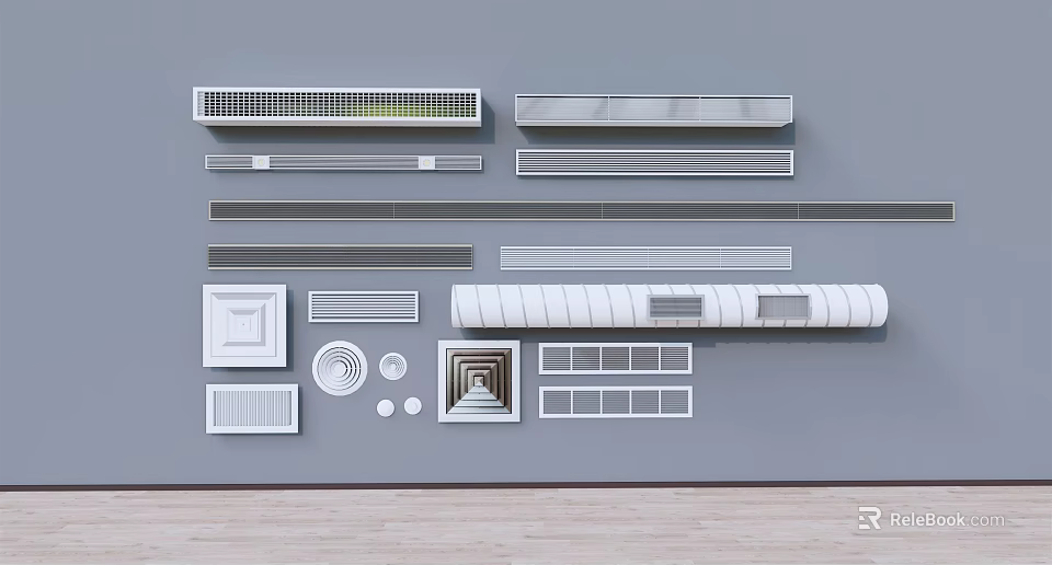 Various Types of Air Conditioner Vents With Different Designs and Styles 3d model 