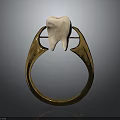 Golden Fashion Ring With Unique Tooth Decoration And Smooth Design