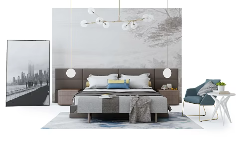 Background double bed 3d model