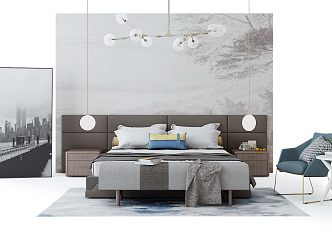 Background double bed 3d model