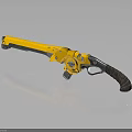 Yellow Futuristic Weapon With Mechanical Revolver Style And Black Grip Design