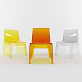 Modern Transparent Acrylic Dining Chairs in Yellow and Orange Gradient with Sleek Minimalist Design