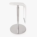 Modern White Bar Stool With Sleek Metal Frame And Round Base Design 3d model