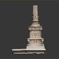 Classical Stone Column With Ornate Carved Base And Intricate Architectural Details