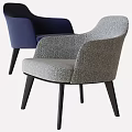 Modern Upholstered Accent Chairs In Blue And Gray With Armrests And Black Legs