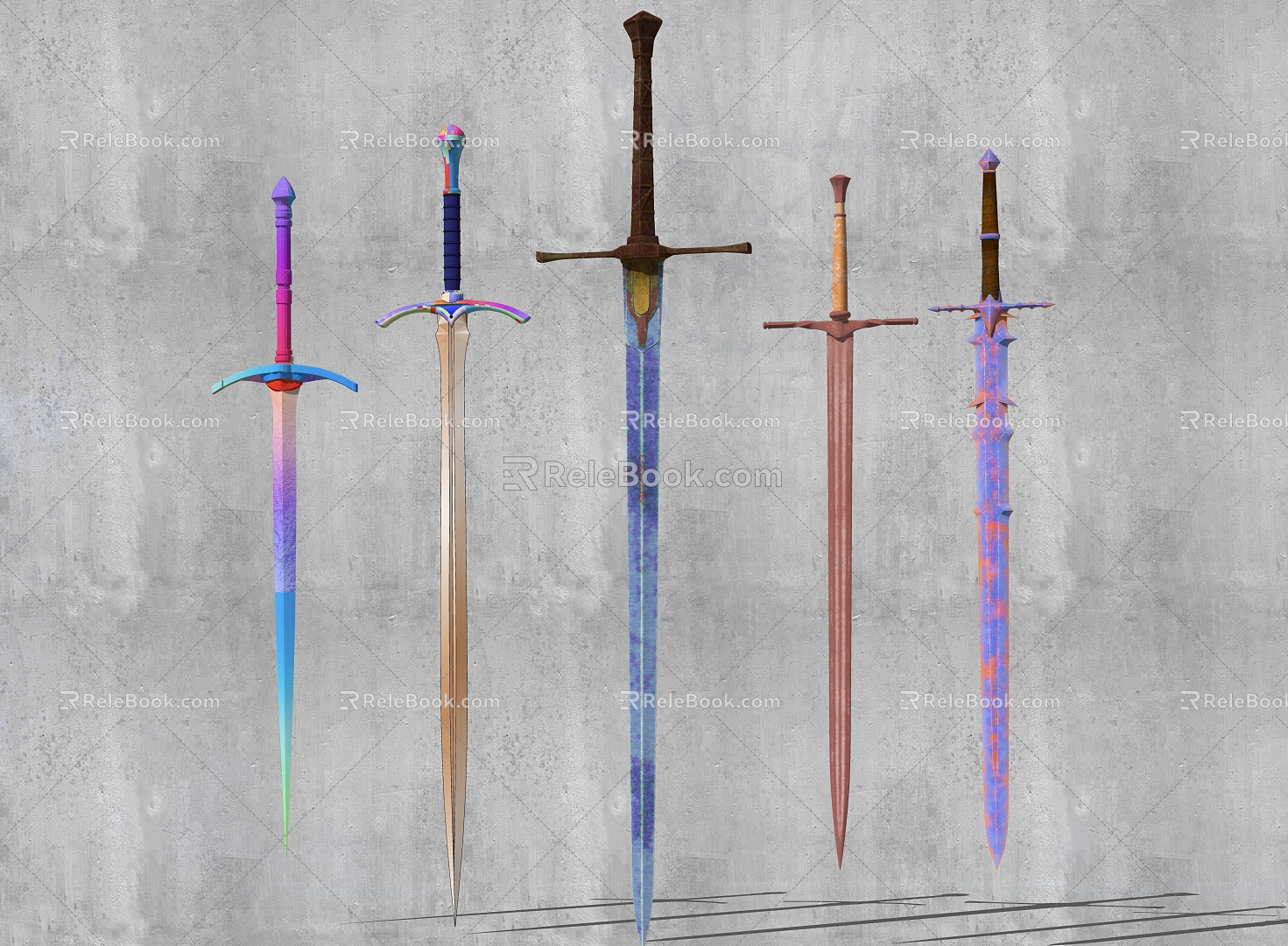 European medieval sword weapons 3d model