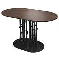 Middle Ancient End View Table Solid Wood End View Table Iron End View Table Wooden Dining Chair Wooden Negotiation Chair 3d model